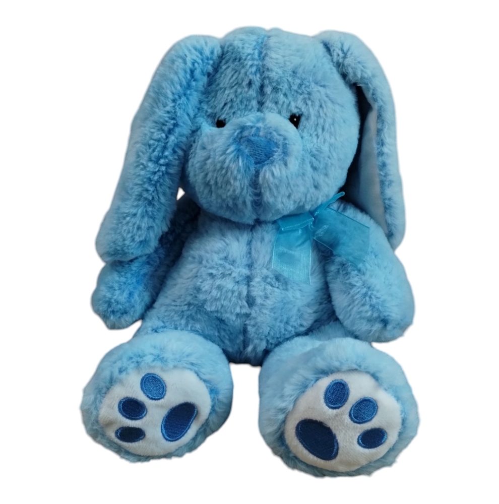 Walmart Easter Soft Blue Plush Bunny Rabbit Stuffed Animal Ribbon Bow 13"